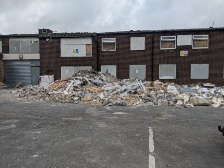 Debris in front of the Holme View Care Home in Holmewood