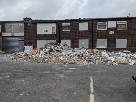 Debris in front of the Holme View Care Home in Holmewood