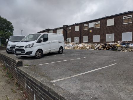 Vans in front of the Holme View Care Home in Holmewood